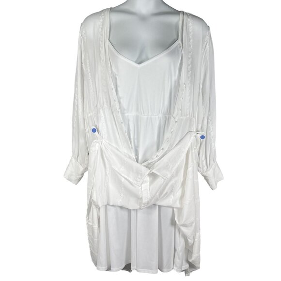 Torrid Womens 5X Button Up Long Sleeve Midi Challis White Dress Cottagecore Boho - Picture 3 of 16